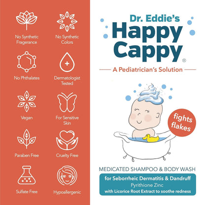 Happy Cappy Medicated Shampoo and Body Wash with Beanie Brush - 2 Pieces