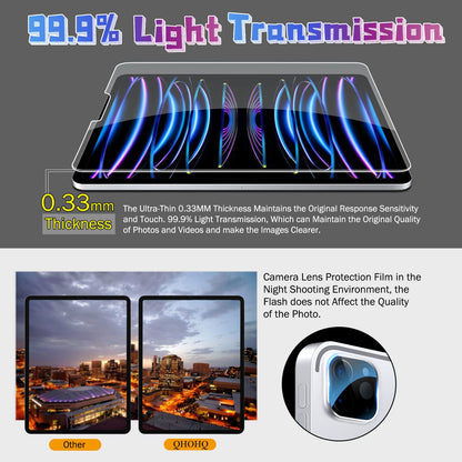 QHOHQ 3 Pack Screen Protector for iPhone 14 Plus 6.7 Inch with 3 Pack Tempered Glass Camera Lens Protector, Ultra HD, 9H Hardness, Case Friendly [Easy to Install Frame]