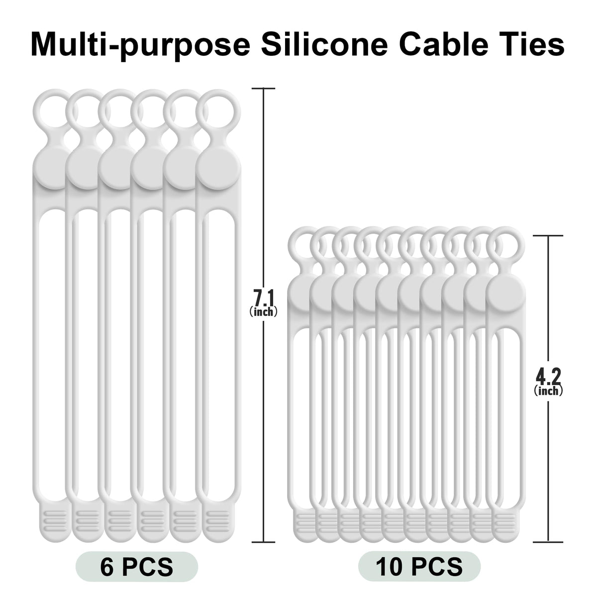 Silicone Cable Ties, Cord Organizer Cable Management,2Sizes-Grey