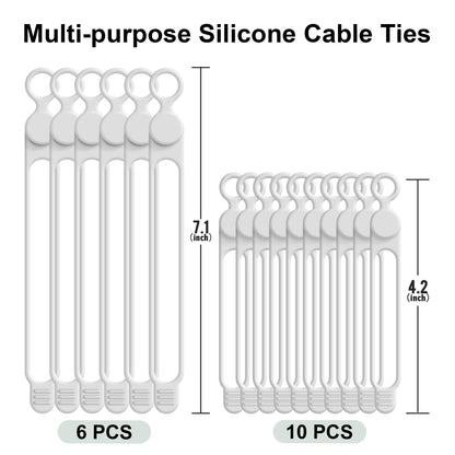 Silicone Cable Ties, Cord Organizer Cable Management,2Sizes-Grey