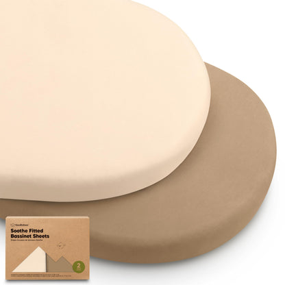 2pk Organic Baby Bassinet Sheets Boys, Girls, Fitted Sheet (Soft White)