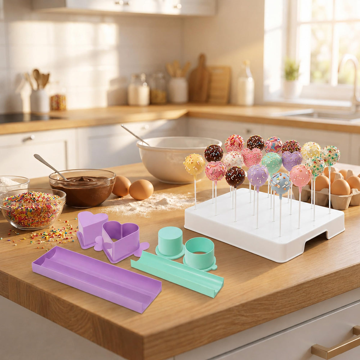 Round Cake Pop Mold Set with 9in Tray and Sticks- Blue
