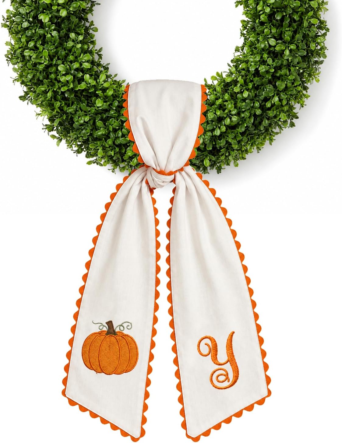 Halloween Pumpkin Wreath Sash Fall Front Door Orange Bow Decor (Y)
