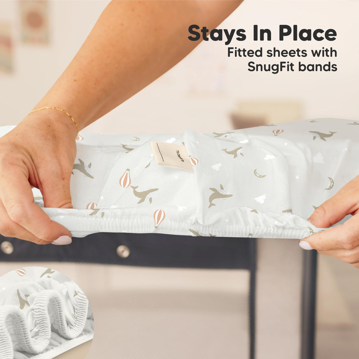 2pk Mini Crib Sheets Fitted 38x26 Pack N Play Mattress Sheet (Bumble Bear)