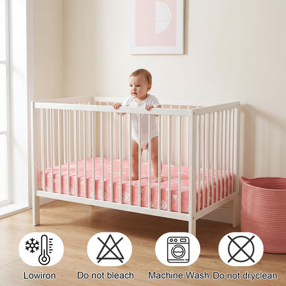 GUNTAIL Baby Crib Sheets for Boys Girls, 2 Pack Fitted Crib Sheet for Standard Crib and Toddler Mattress, Soft Microfiber Baby Sheet 52x28x8in. (Love & Pink)