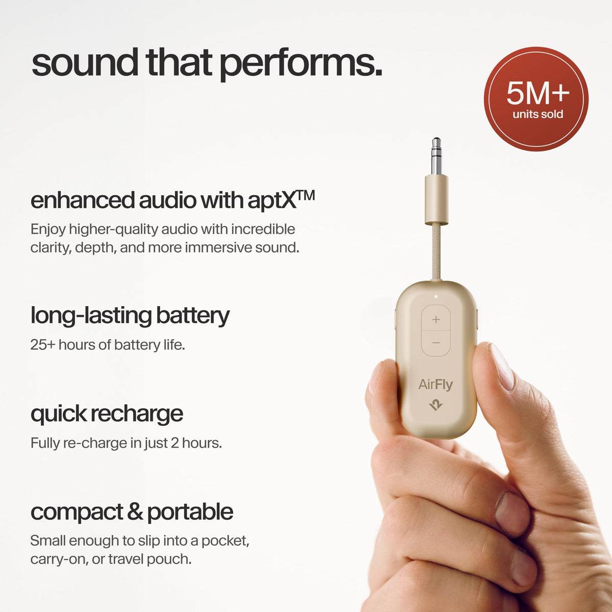 Twelve South AirFly SE, Bluetooth Wireless Audio Transmitter Adapter, White