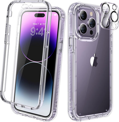 Diaclara Designed for iPhone 15 Plus Case 6.7 Inch, Full-Body Clear Bumper Cases w/Built-in Screen Protector, 360 Protective Rugged Case + Glass Camera Lens Protector,Mint Green