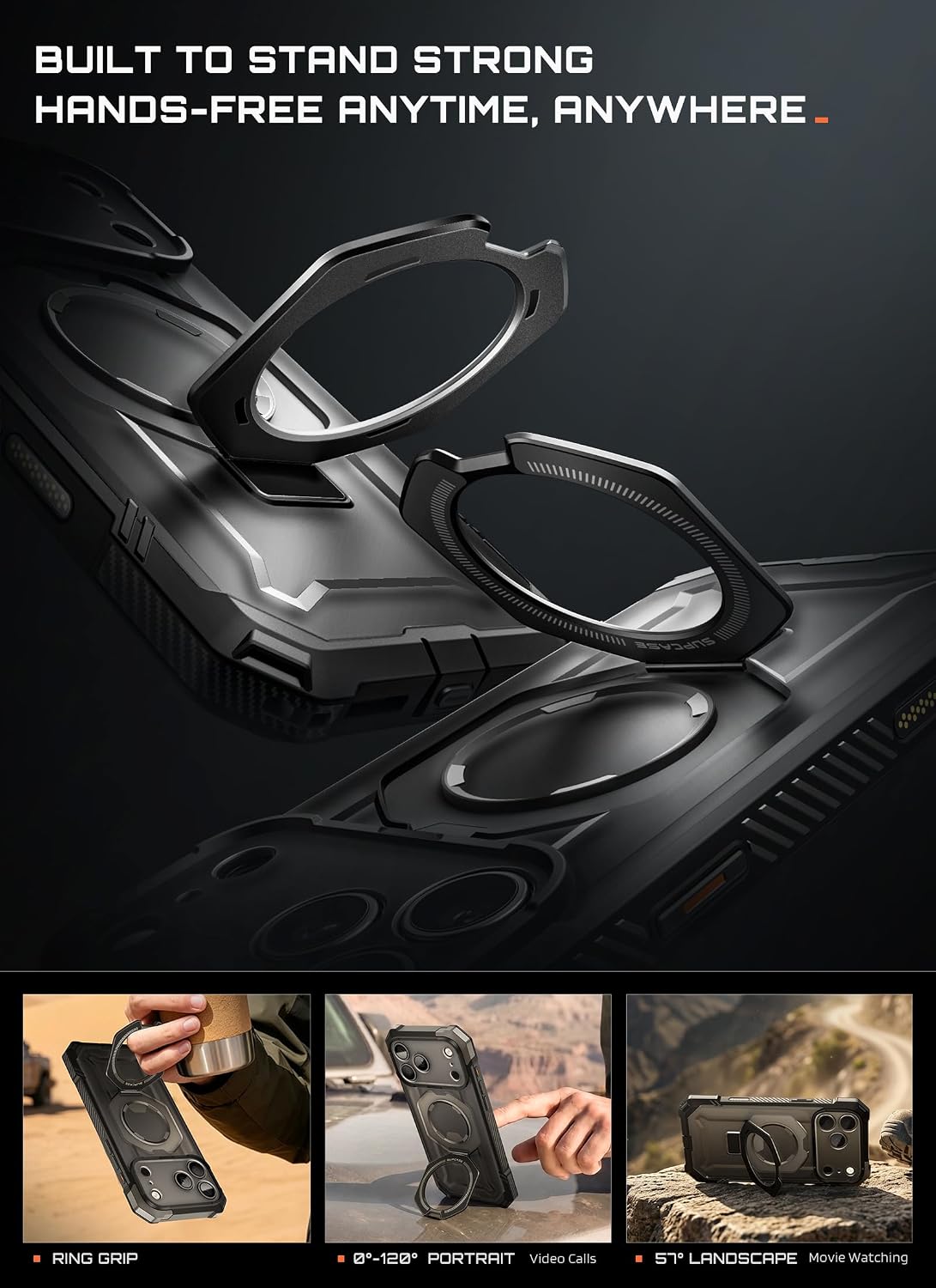 SUPCASE for iPhone 17 Case with Stand & Camera Control Button, Black