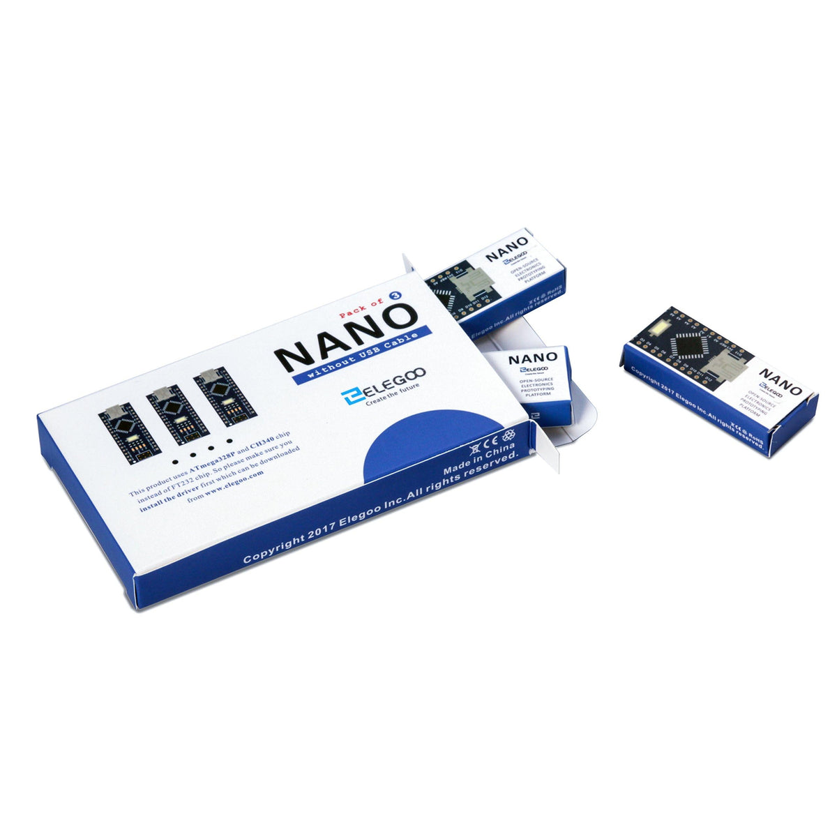 ELEGOO Presoldered Nano Board USB-C with Cable Compatible with Arduino 3PC
