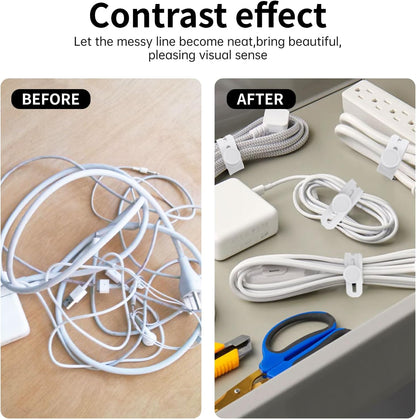 25 Pcs Silicone Cable Ties, Cable Ties Reusable, High Elasticity Cord Wraps for Electrical Cords, Cord Organizer for Earphone, Phone Charger(White)