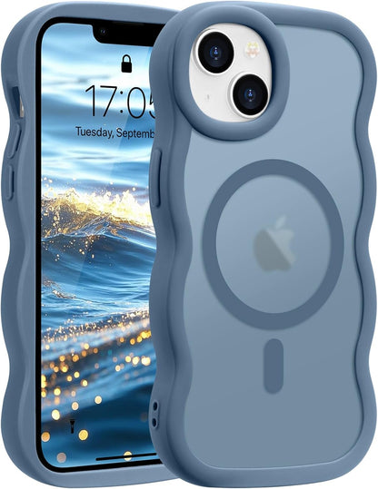 Pepmune for iPhone 16 Pro Max Case Curly Wavy Frame Translucent, Burgundy
