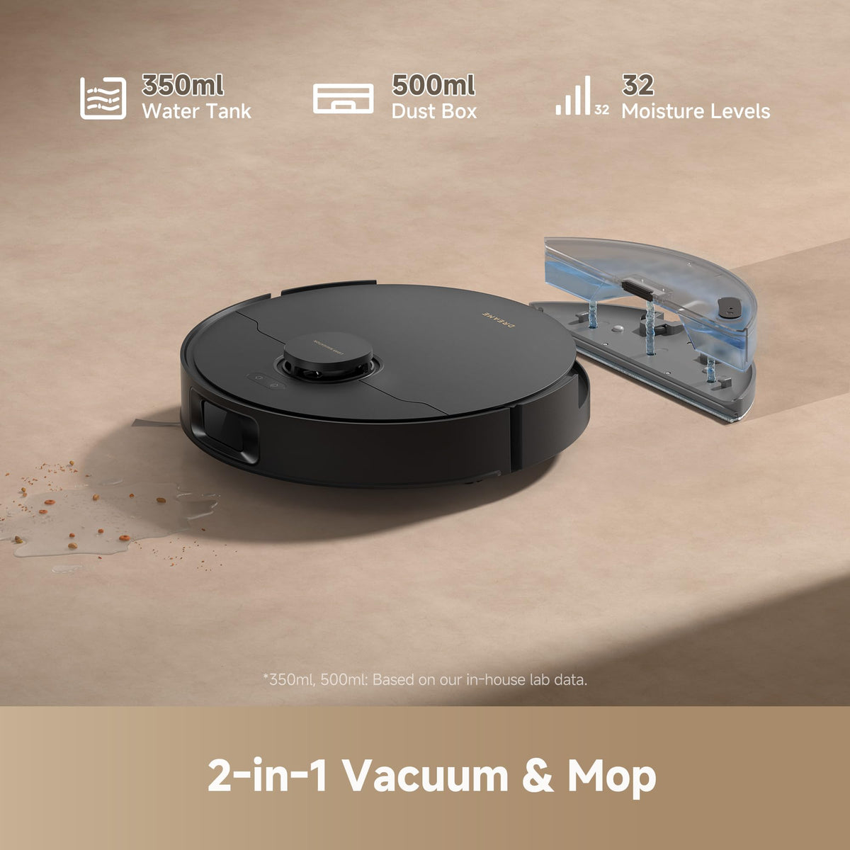 dreame D20 Pro Plus Robot Vacuum and Mop, Detangling DuoBrush for Pet Hair
