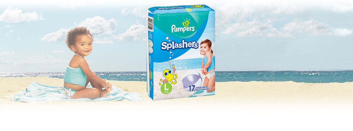 Pampers Splashers Swim Diapers, Size 4, 18 Count, Disposable Swim Diapers, Contains Mess, No Swell