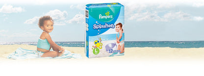 Pampers Splashers Swim Diapers, Size 4, 18 Count, Disposable Swim Diapers, Contains Mess, No Swell