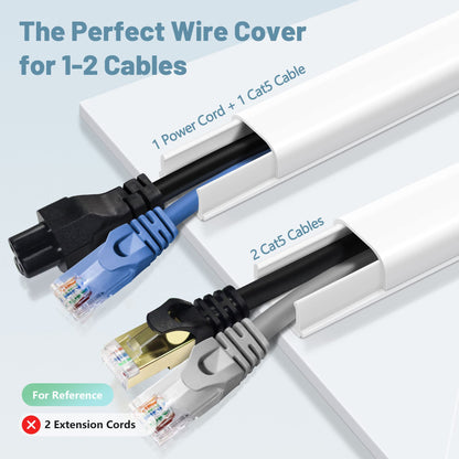 ZhiYo 85" Cord Cover for 1 Wire, Mini White Cord Hider Wall, 0.5"W x 0.3"H