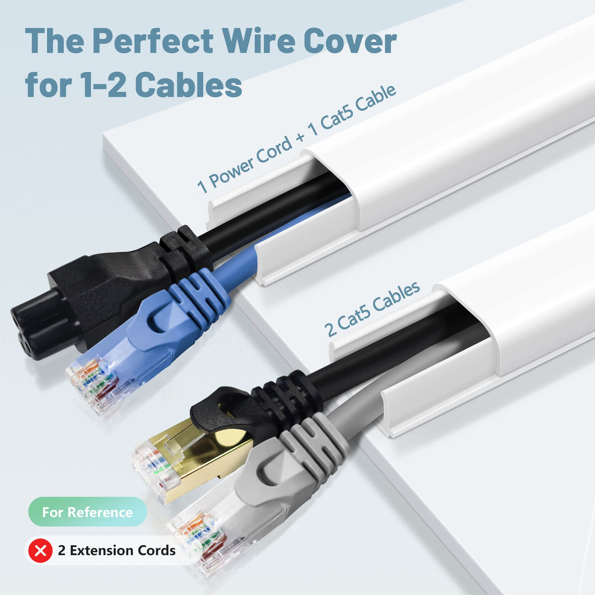 ZhiYo 85" Cord Cover for 1 Wire, Mini White Cord Hider Wall, 0.5"W x 0.3"H