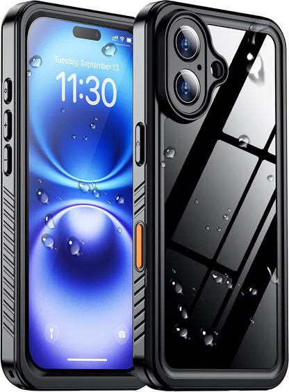 Temdan Compatible with iPhone 17 Pro Case,Waterproof Built-in Screen & Camera Protector IP68 Underwater Full Body 17FT Military Dropproof Shockproof Phone Case 6.3"-Blue/Clear