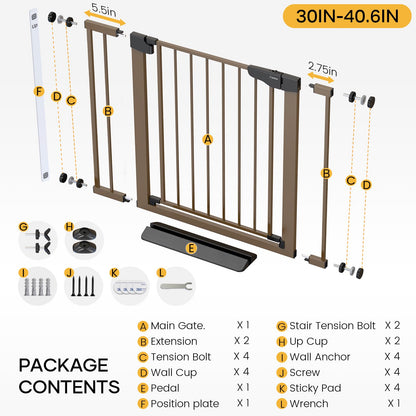 Cumbor 29.7-51.5 in Extra Wide Baby Gate for Stairs, Dog Gate Indoor Black