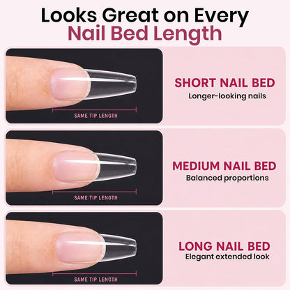 Beetles Soft Gel Nail Kit Almond Short 288pcs 12 Sizes Nail Tips with Glue