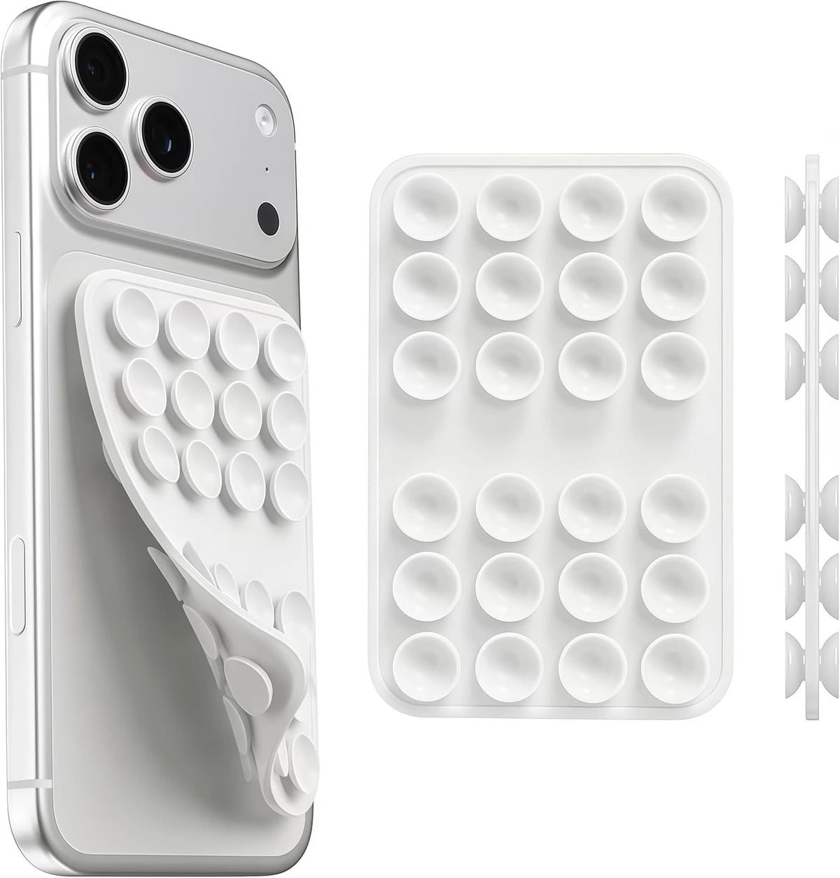 Upgraded Double Sided Silicone Suction Phone Case Detachable Mount, White