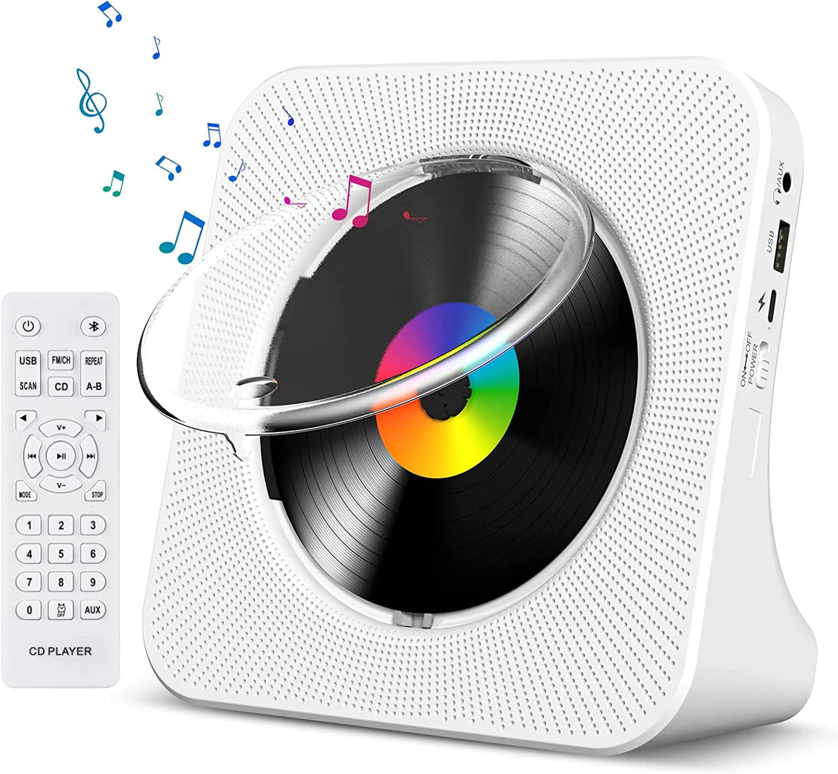 Gueray CD Player Portable Bluetooth Desktop CD Player for Home (Black)