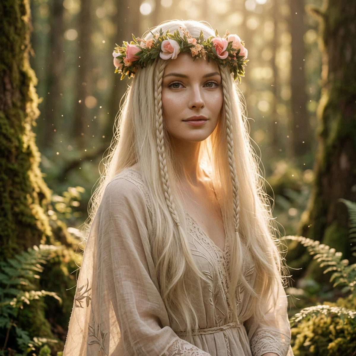 Pink Bohemian Flower Crown, Fairy Babys Breath Flower Headband