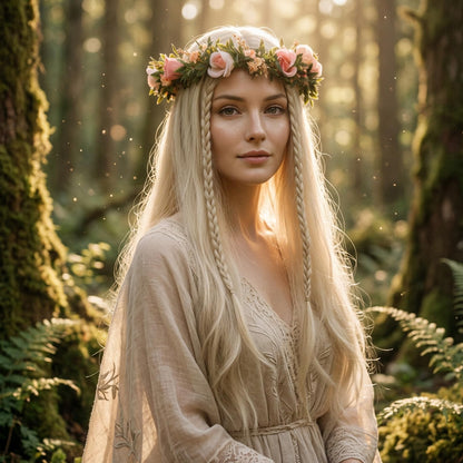 Pink Bohemian Flower Crown, Fairy Babys Breath Flower Headband