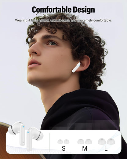 Wireless Earbuds, Bluetooth 5.4 Headphones Bass Stereo/Clear Call,Rose Gold