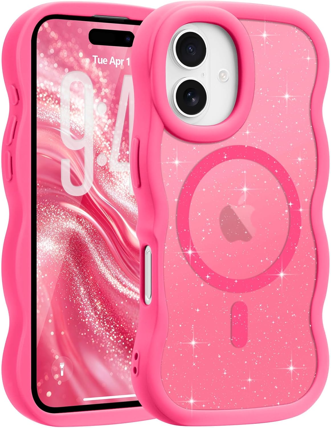 Pepmune for iPhone 16 Pro Max Case Curly Wavy Frame Translucent, Burgundy
