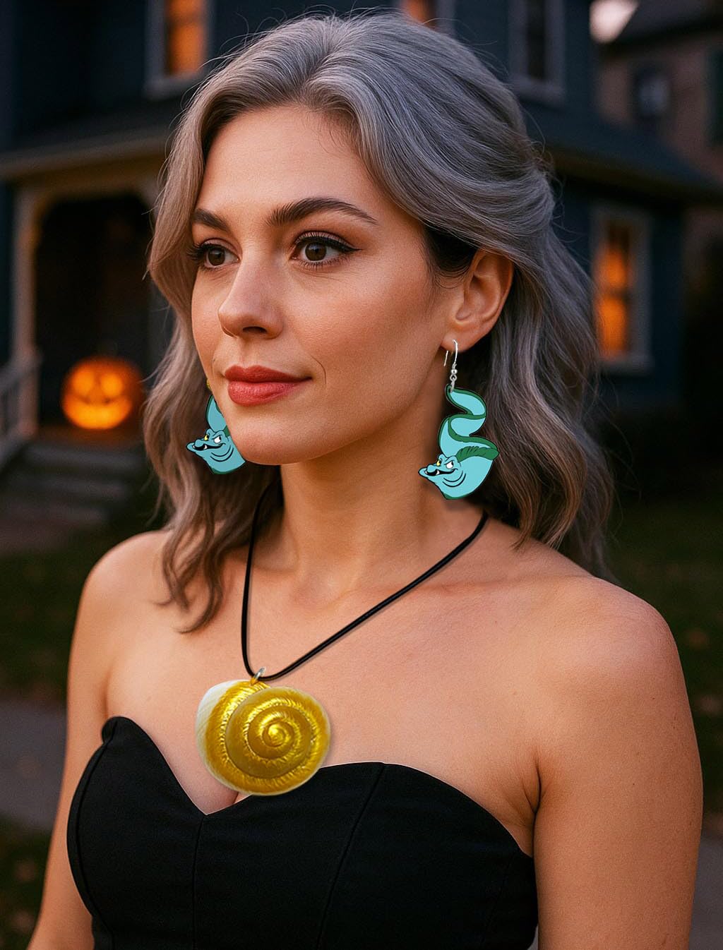 Sea Witch Necklace, Gold Conch Shell Glowing Necklace for Cosplay Coustume, Merch Accessories Gifts