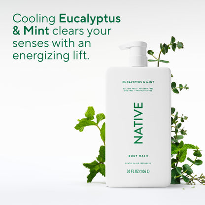 Native Body Wash 3 Pack - Natural Body Wash Women & Men - SLS & Paraben Free - Cucumber & Mint, Coconut & Vanilla, Lavender & Rose