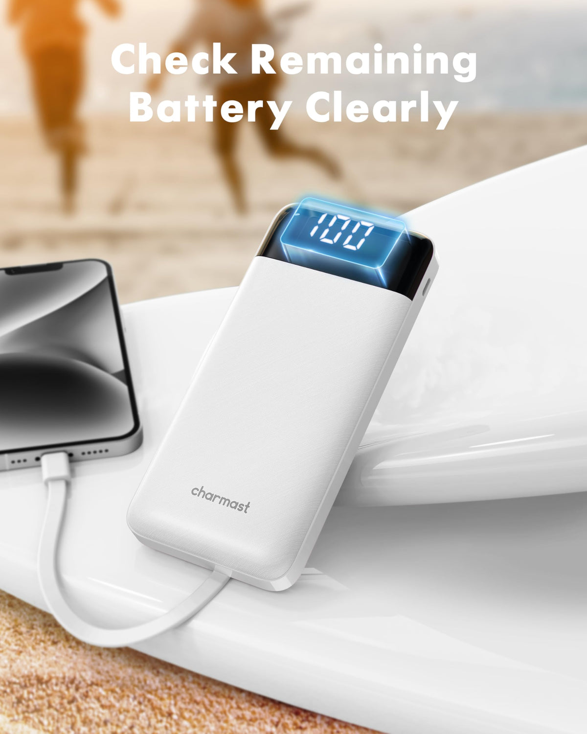 charmast Portable Charger Power Bank with Reinforced Built-in 4 Cables