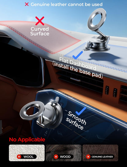 LISEN for MagSafe Car Mount [3800gf Strong Magnet&90+LBS Suction] 360° Adjustable Vacuum Magnetic Phone Holders for Your Car, for iPhone 18 Pro Max 17 16 15 Car Accessories Women Men Smartphone White