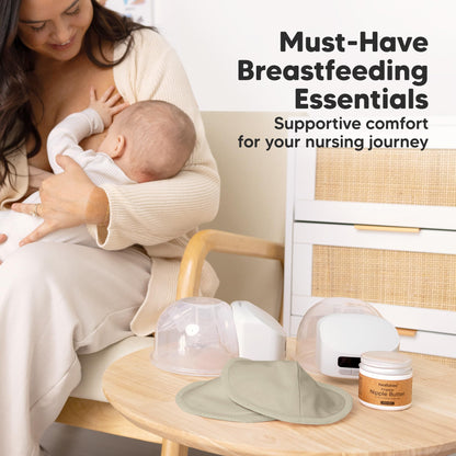 Organic Nursing Pads, 14 Washable Breast Pads,Wash Bag (Neutrals, XL 5.6")
