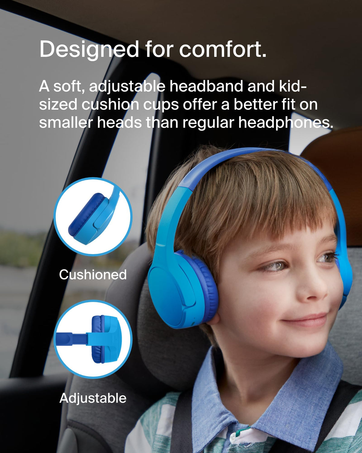 Belkin SoundForm Mini Kids Headphones, Wireless&Wired, 30H Playime, School