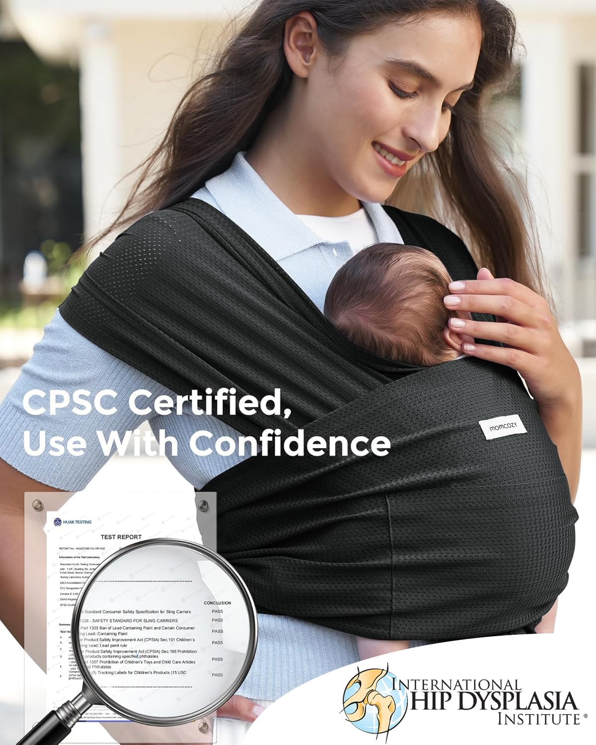 Momcozy Baby Wrap Carrier, Easy-On 2-Piece Design, Newborn to 33 lb