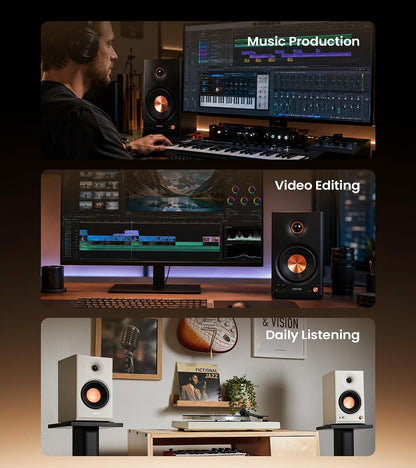 Edifier MR4.5 Bi-Amped Studio Monitor, 80W RMS Bookshelf Speakers - Black