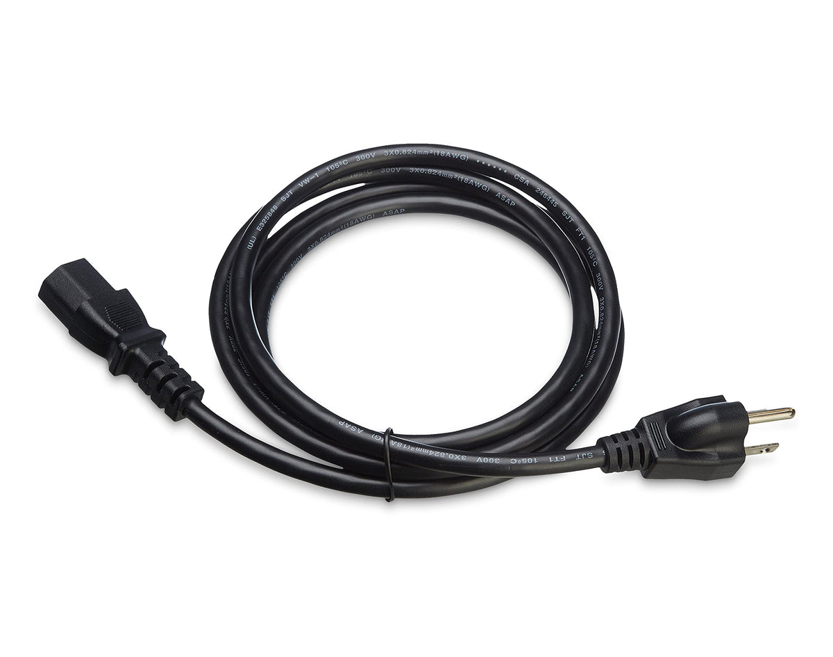 Amazon Basics Replacement Power Cord for Computer, Monitor, TV, Printer, PC, 3 Prong, 18 AWG, 125 Volts, 10 Feet, Black