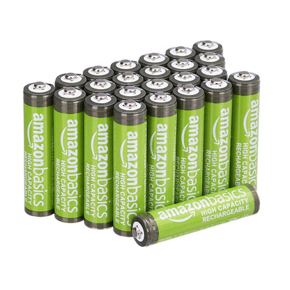 Amazon Basics 8-Pack Rechargeable AAA NiMH High-Capacity Batteries, 850 mAh, 1.2V, Recharge up to 500x Times, Pre-Charged