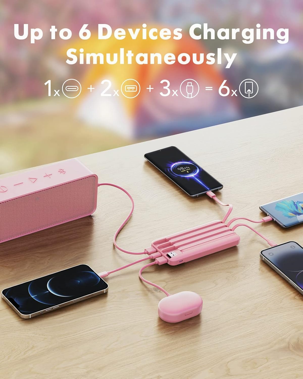 charmast Portable Charger Power Bank with Reinforced Built-in 4 Cables