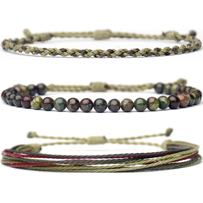 Mezcla Vida Handmade Natural Stone Beaded Healing Bracelet Gift for Men Adjustable Rope String Bracelet