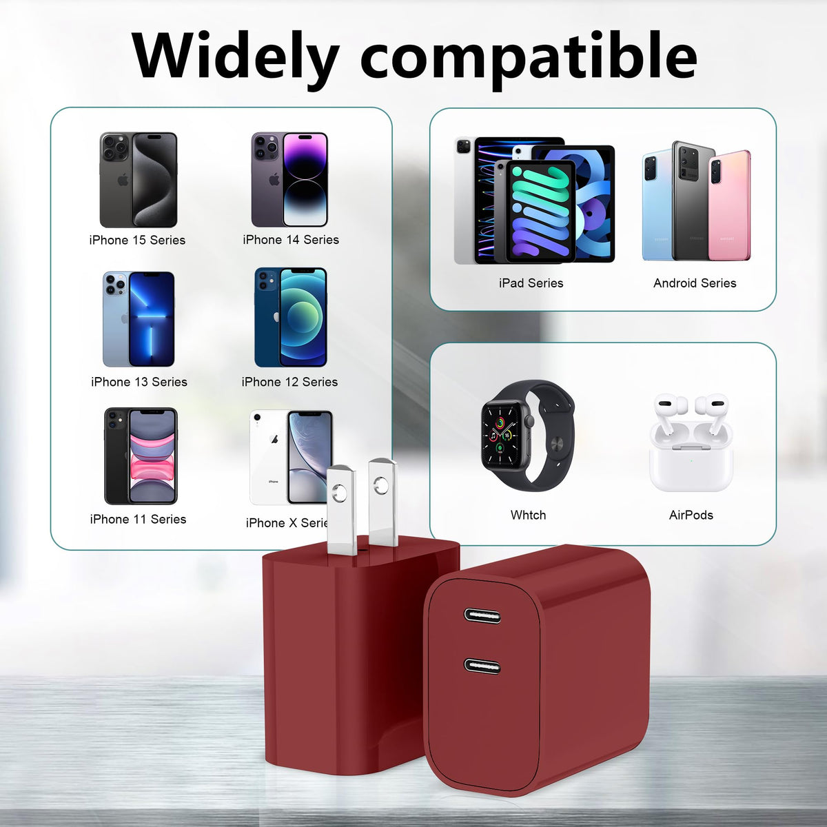 USB C Charger Block 3 Pack, Dual Port 20W Fast Wall Plug