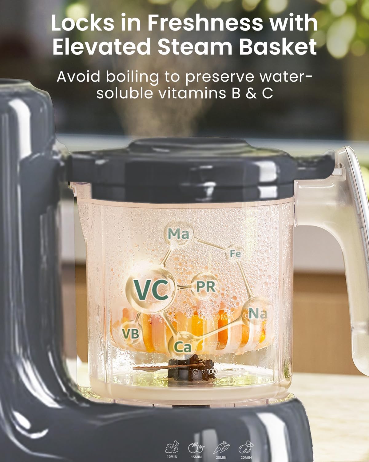 Grownsy Baby Food Maker, Steamer & Blender Baby Food Processor, Dark Grey