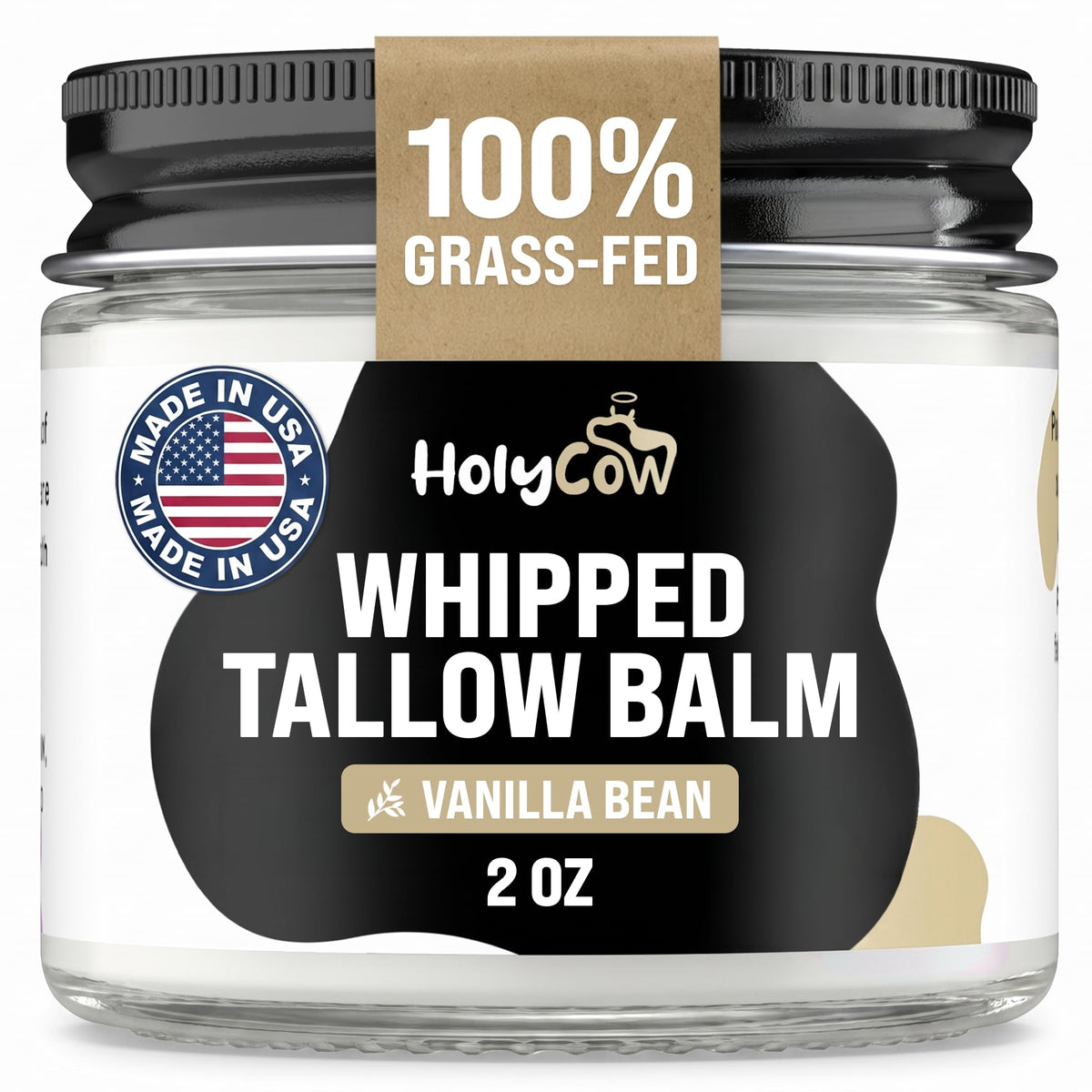 HolyCow Grass Fed Beef Tallow For Skin with Jojoba Oil, 2 Ounce - Unscented