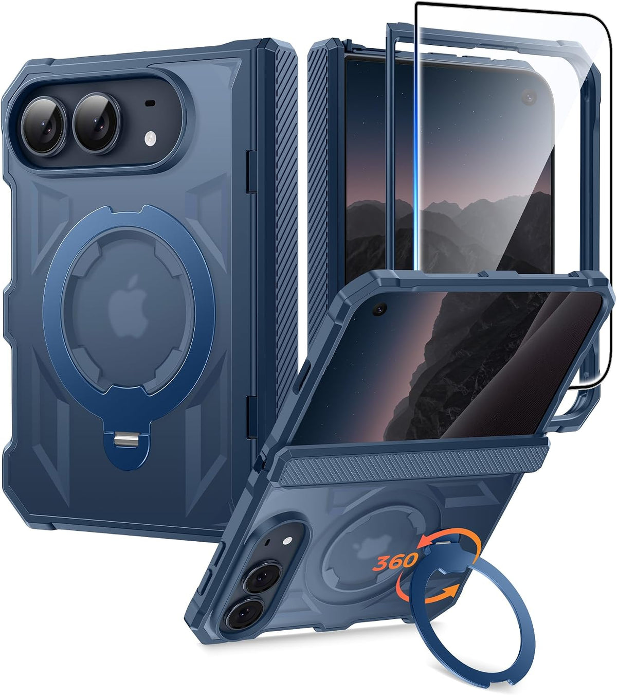 FNTCASE for iPhone 17 Case with 360 Spin Magnetic Stand