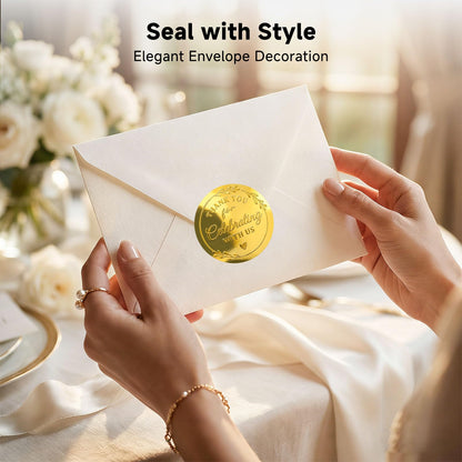 Thank You Stickers, 100 PCS Black Wedding Stickers with Gold Foil