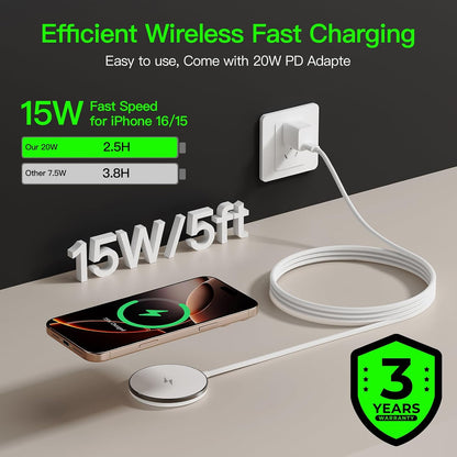 【Adjustable Blue Ambient Light】 Wireless Charger 3 in 1 for iPhone, Magnetic Charging Station for Apple Family,15W Fast MagSafe Charger Stand,for iPhone17-12-iWatch AirPods Series