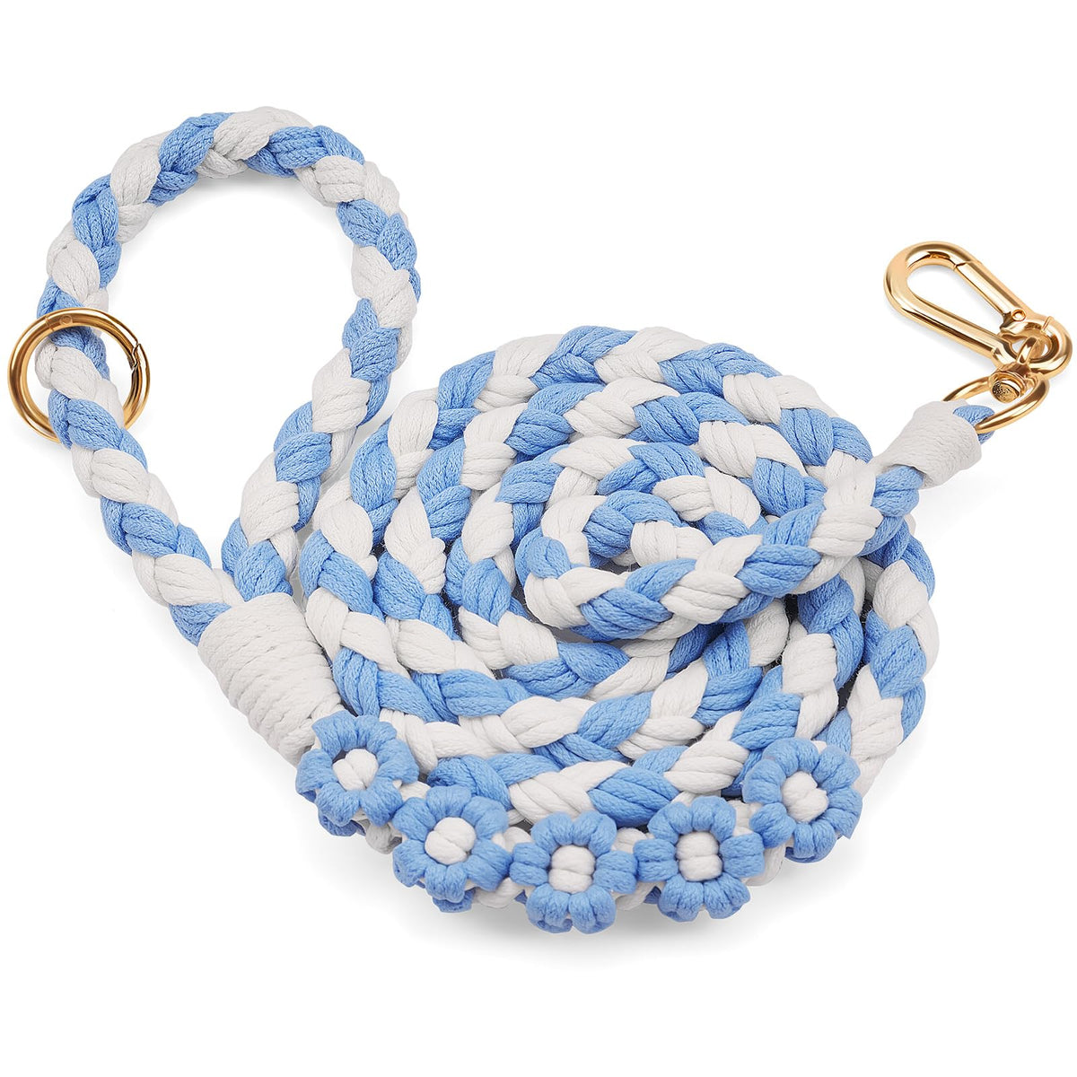 5FT Braided Cotton Rope Leash for Small, Medium and Large Dogs, Red & White Twist