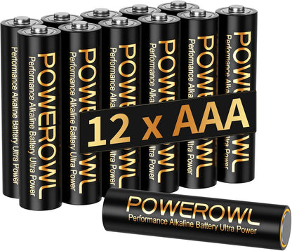 POWEROWL AAA (LR03) Batteries 12 Pack - Alkaline 1.5v - High-Capacity Long Lasting Double A Battery, 10-Year Shelf Life