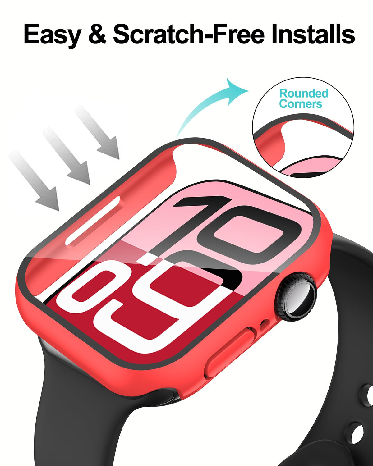 Smiling 2 Pack Case Compatible with Apple Watch Series 9 (2023)/Series 8 /Series 7 45mm with Tempered Glass Screen Protector, Hard PC Case Overall Protective Cover- Starlight